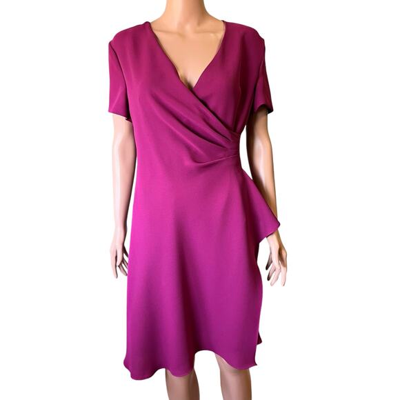 Talbots Petites Crepe Wrap Dress 8 Ruched Cocktail Wedding Guest Luxe Preppy - Picture 1 of 4